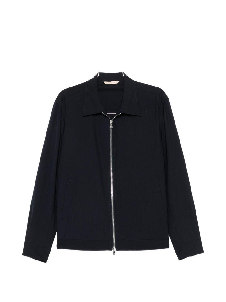 Giacca camicia blu navy con zip 