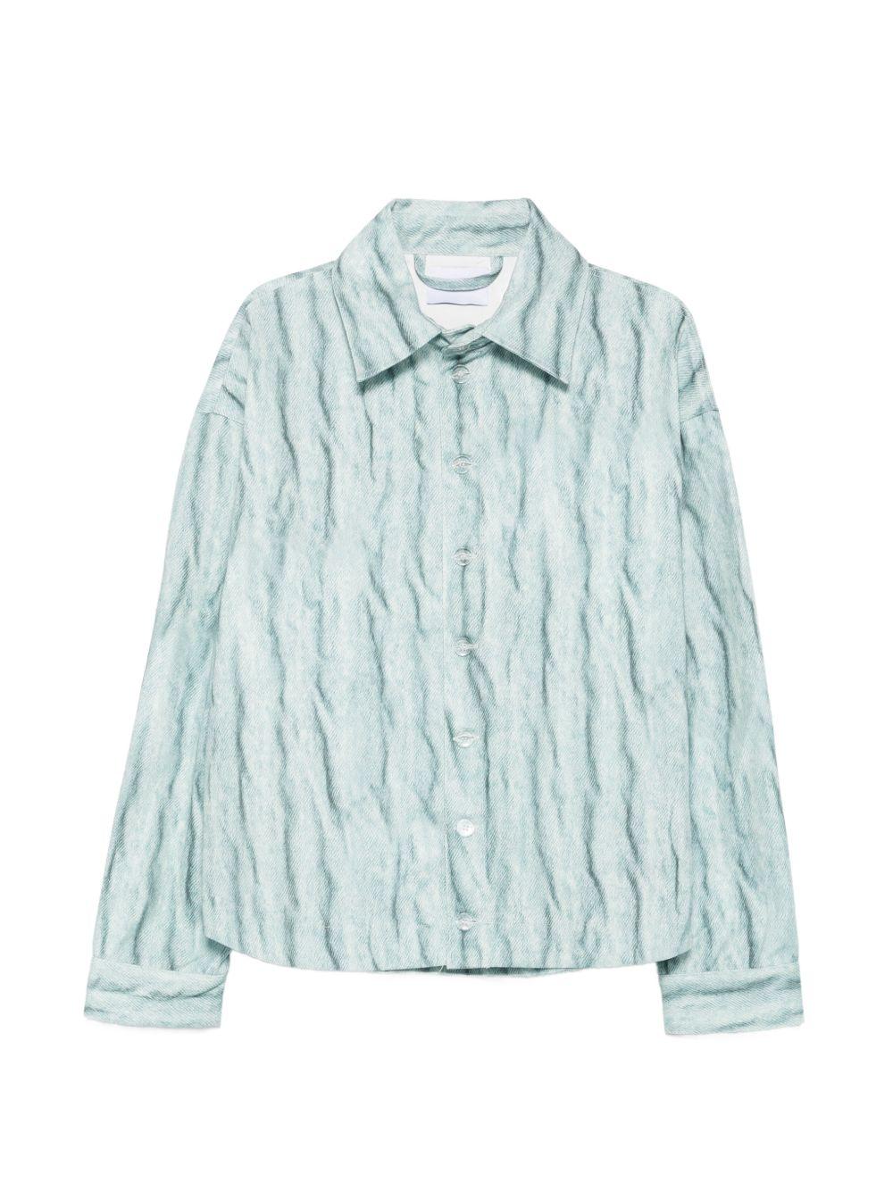Camicia giacca azzurra con effetto stropicciato 