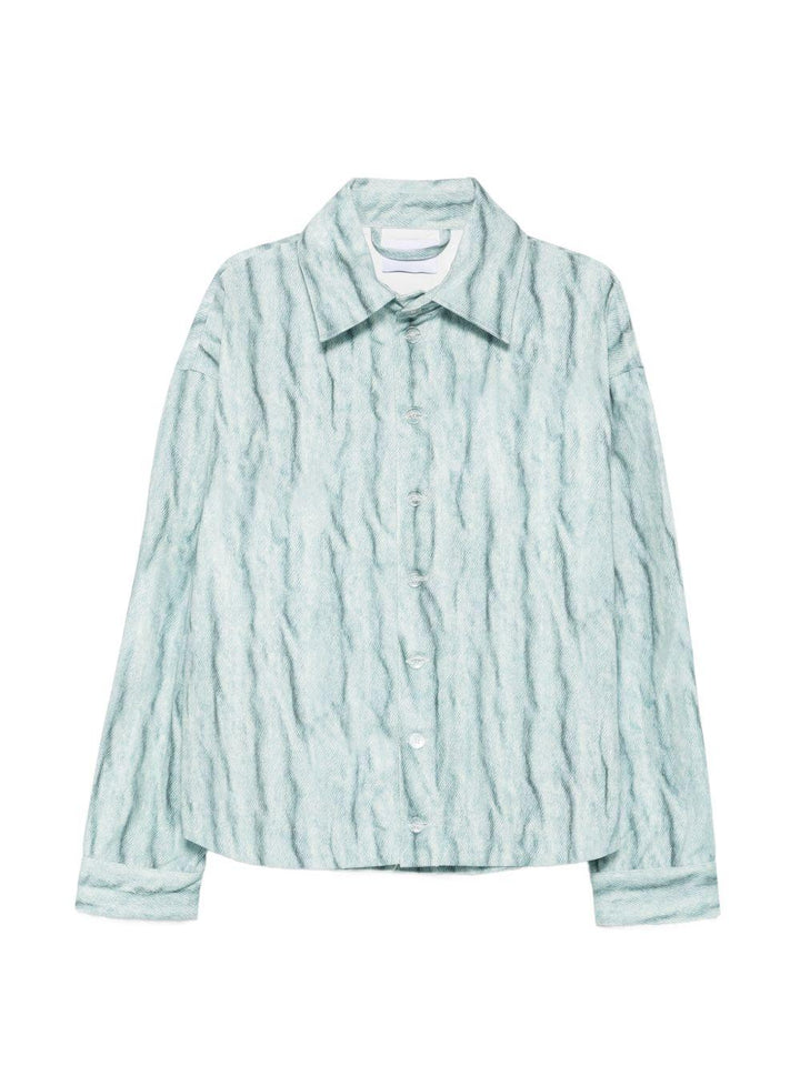Camicia giacca azzurra con effetto stropicciato 