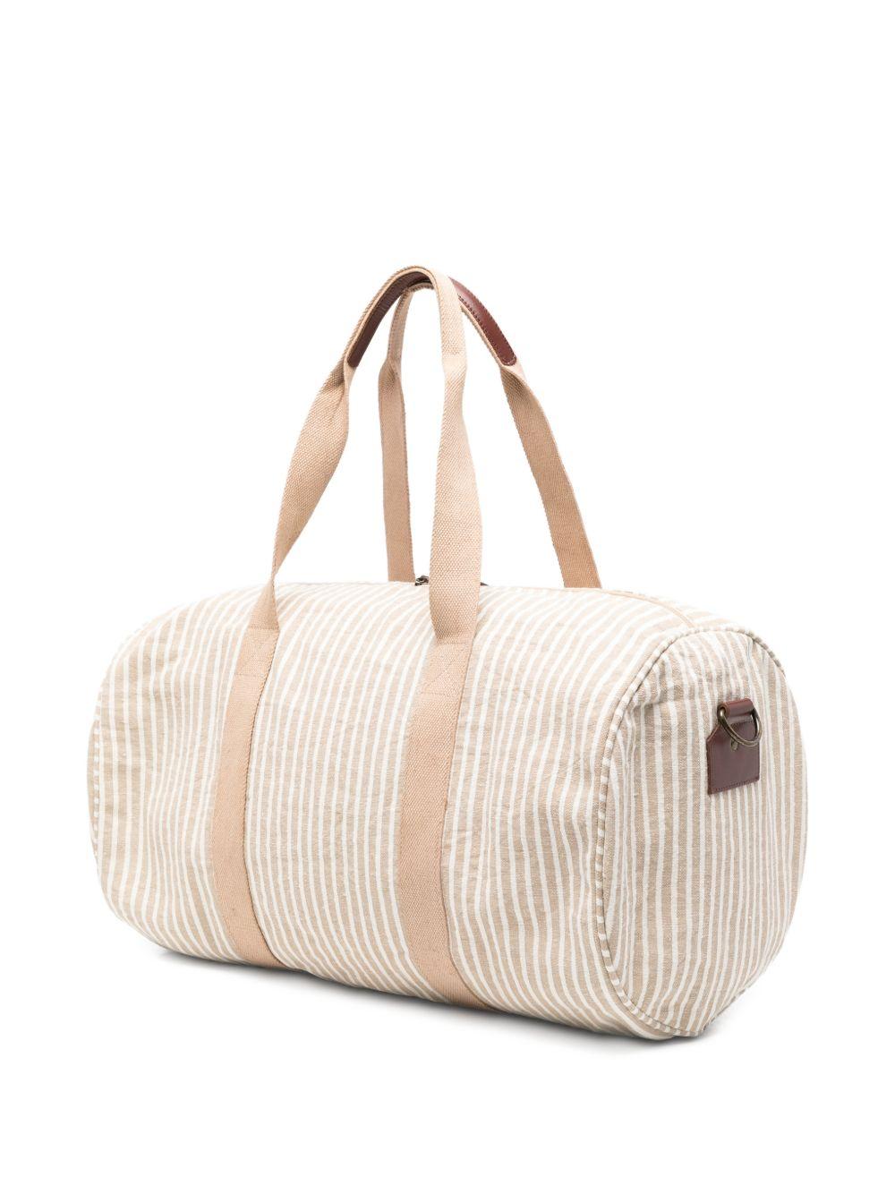 Borsone bianco/beige con logo ricamato 