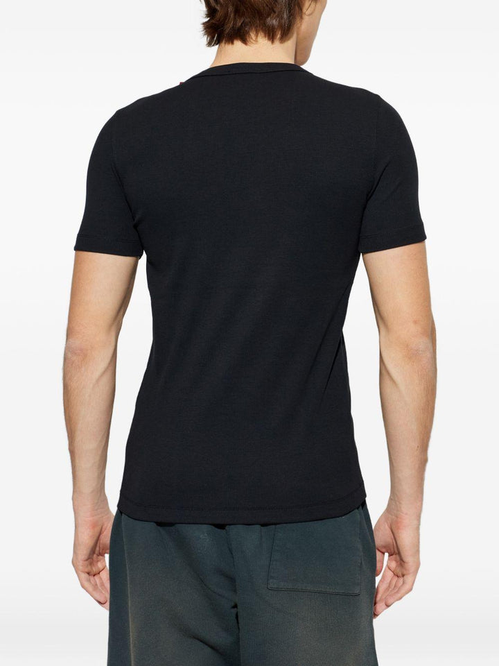 T-shirt a coste con logo nero 