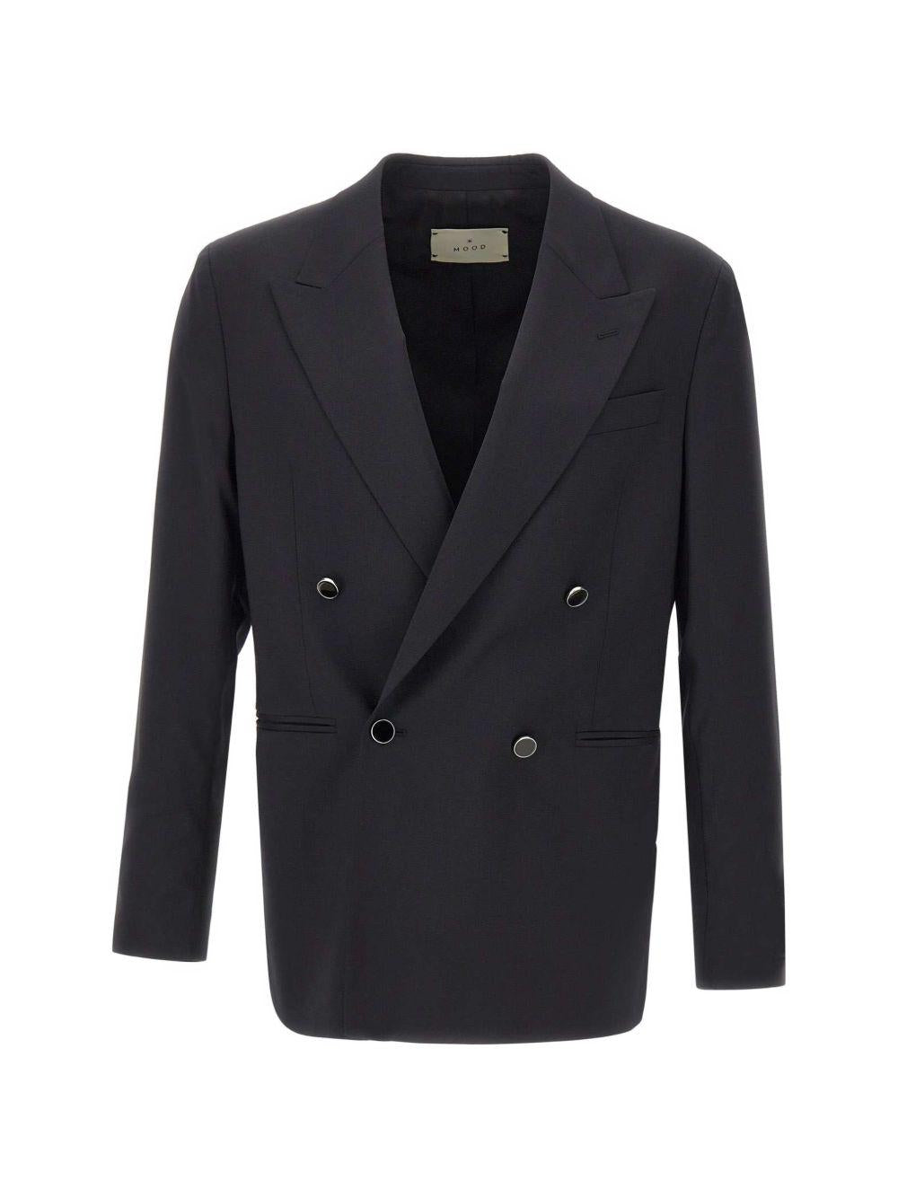 Blazer nero doppiopetto con bottoni smaltati 