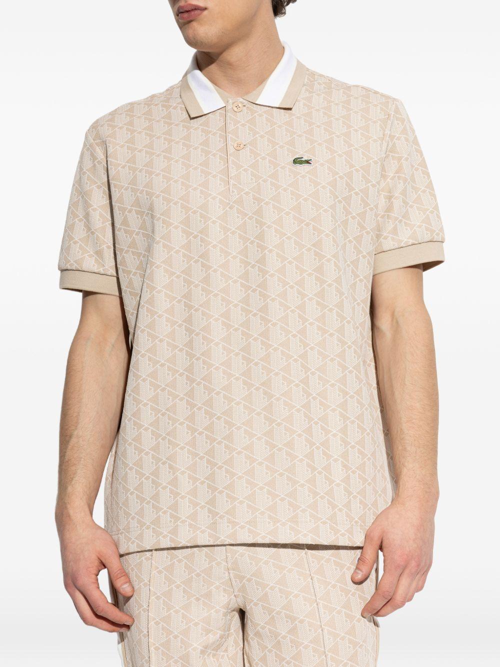Polo beige chiaro con monogramma 