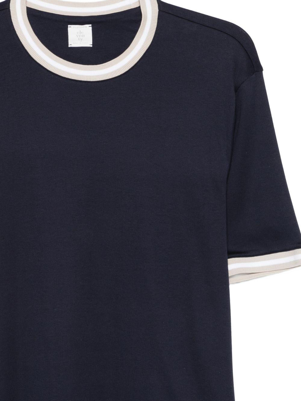 T-shirt girocollo blu e tortora 