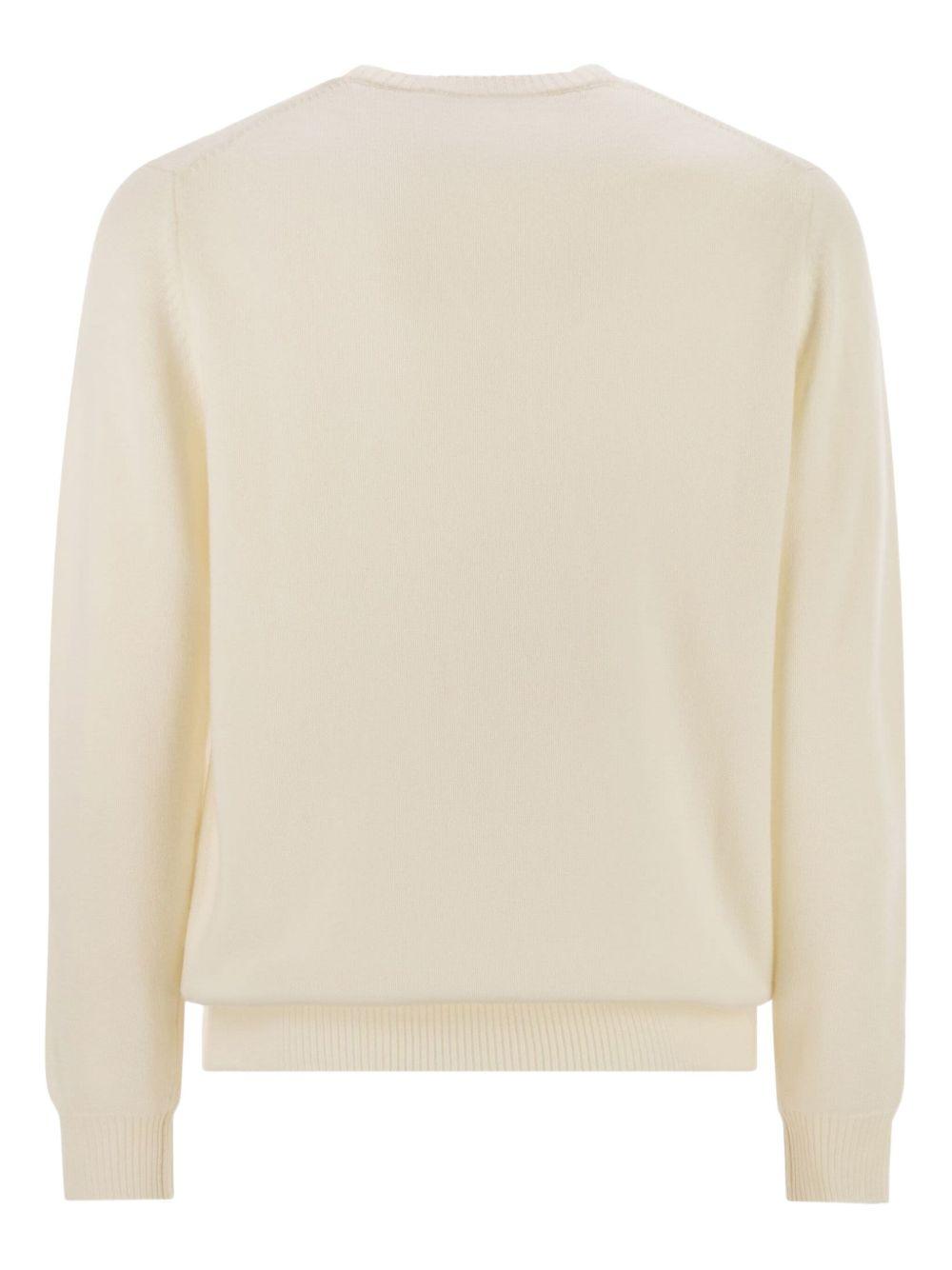 Maglione crema girocollo Heron con ricamo 