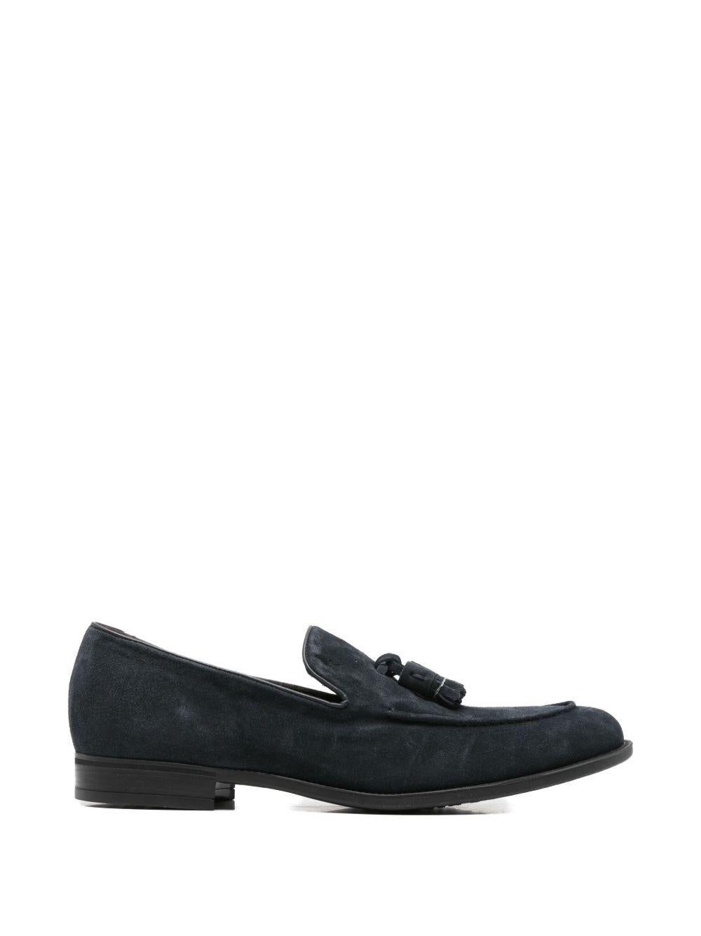 Mocassino blu in pelle scamosciata 