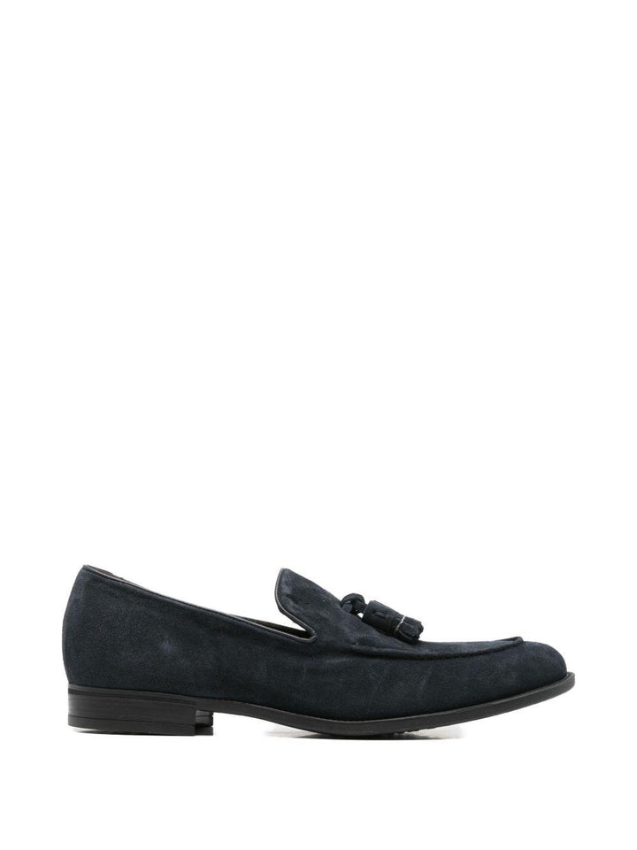 Mocassino blu in pelle scamosciata 