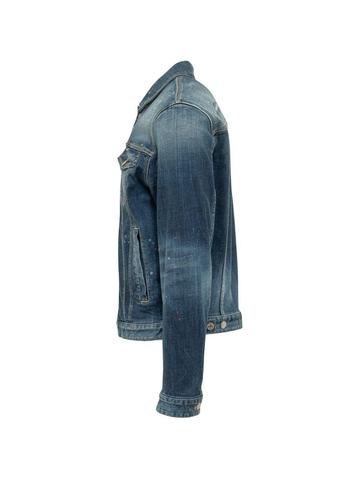 Giacca denim blu con bottoni 
