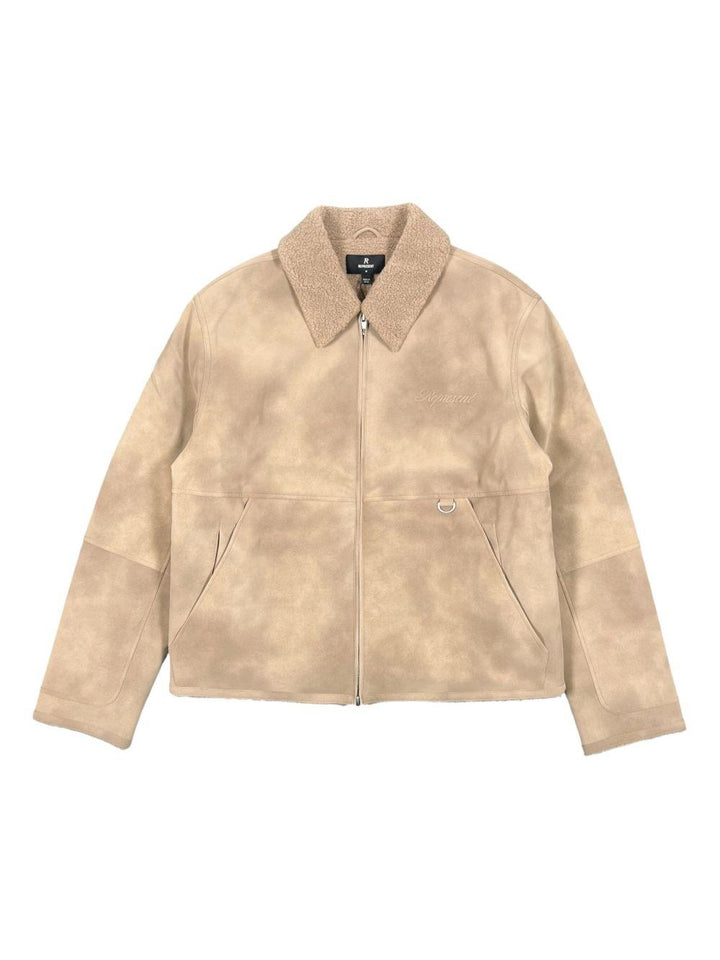 Giacca color sabbia con colletto in shearling 