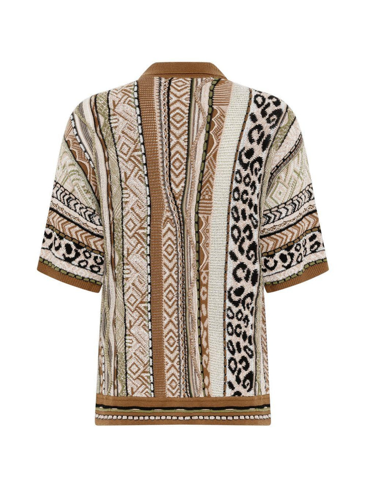 Camicia con taschino fantasia verde 