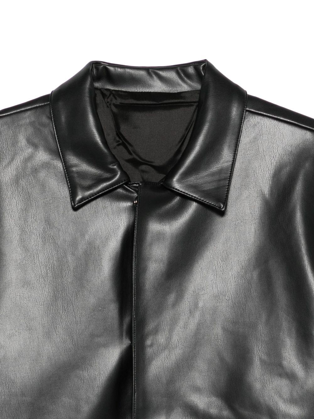 Giacca-camicia in pelle nera