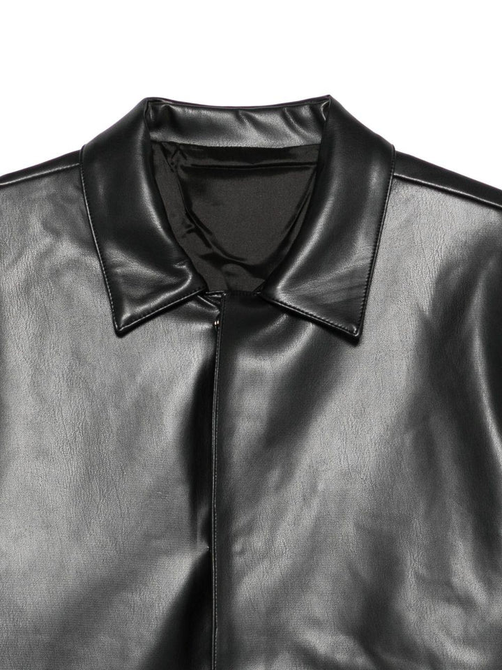 Giacca-camicia in pelle nera