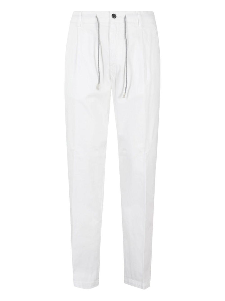 Pantaloni bianchi dritti con coulisse in vita 