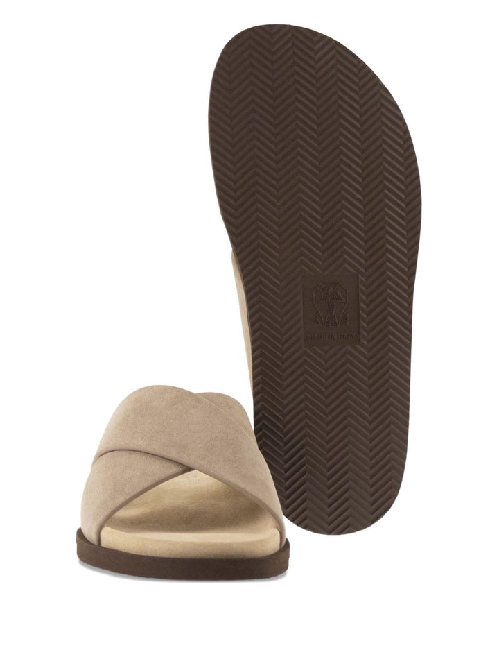 Sandali in suede tortora 
