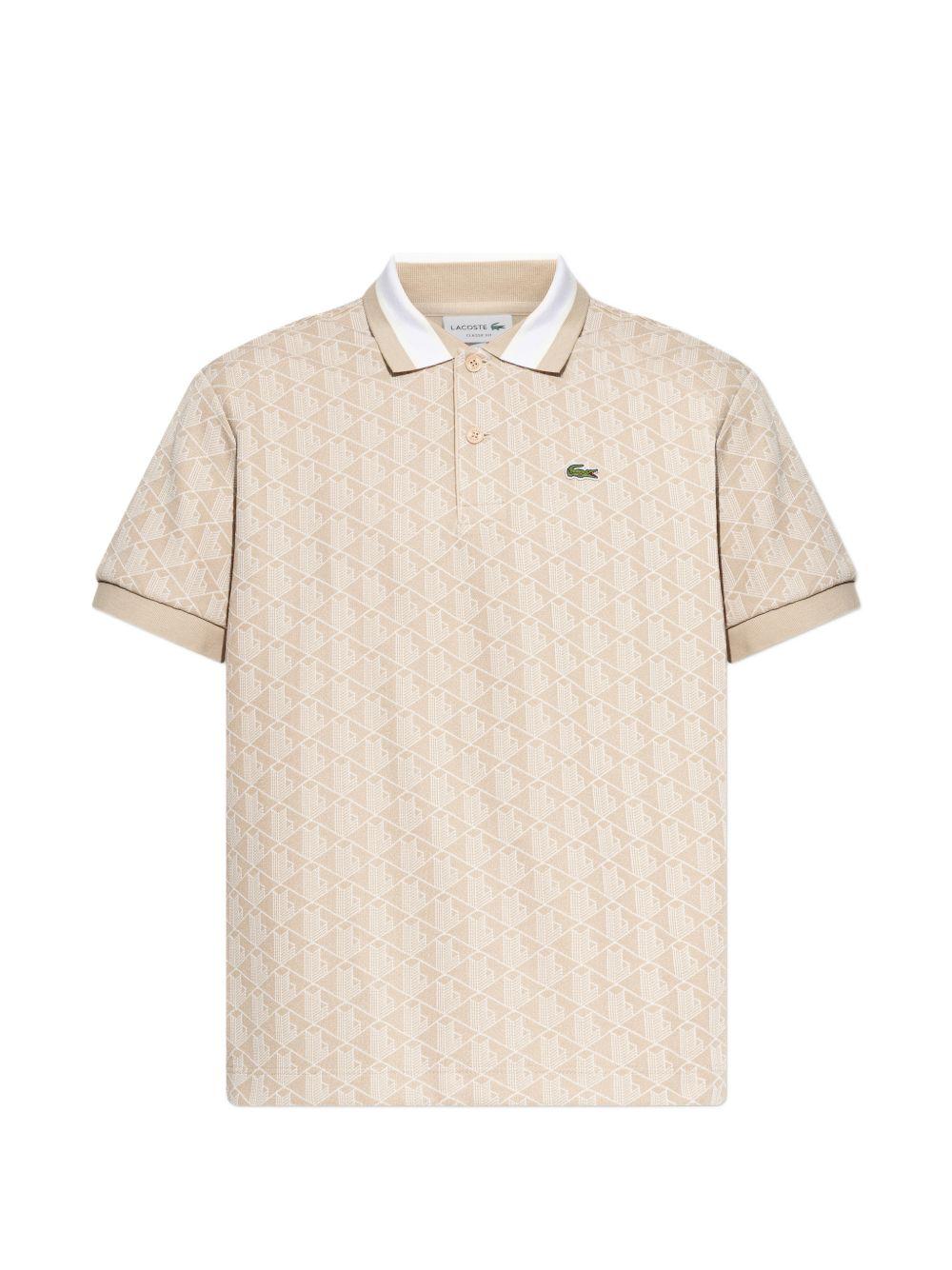 Polo beige chiaro con monogramma 