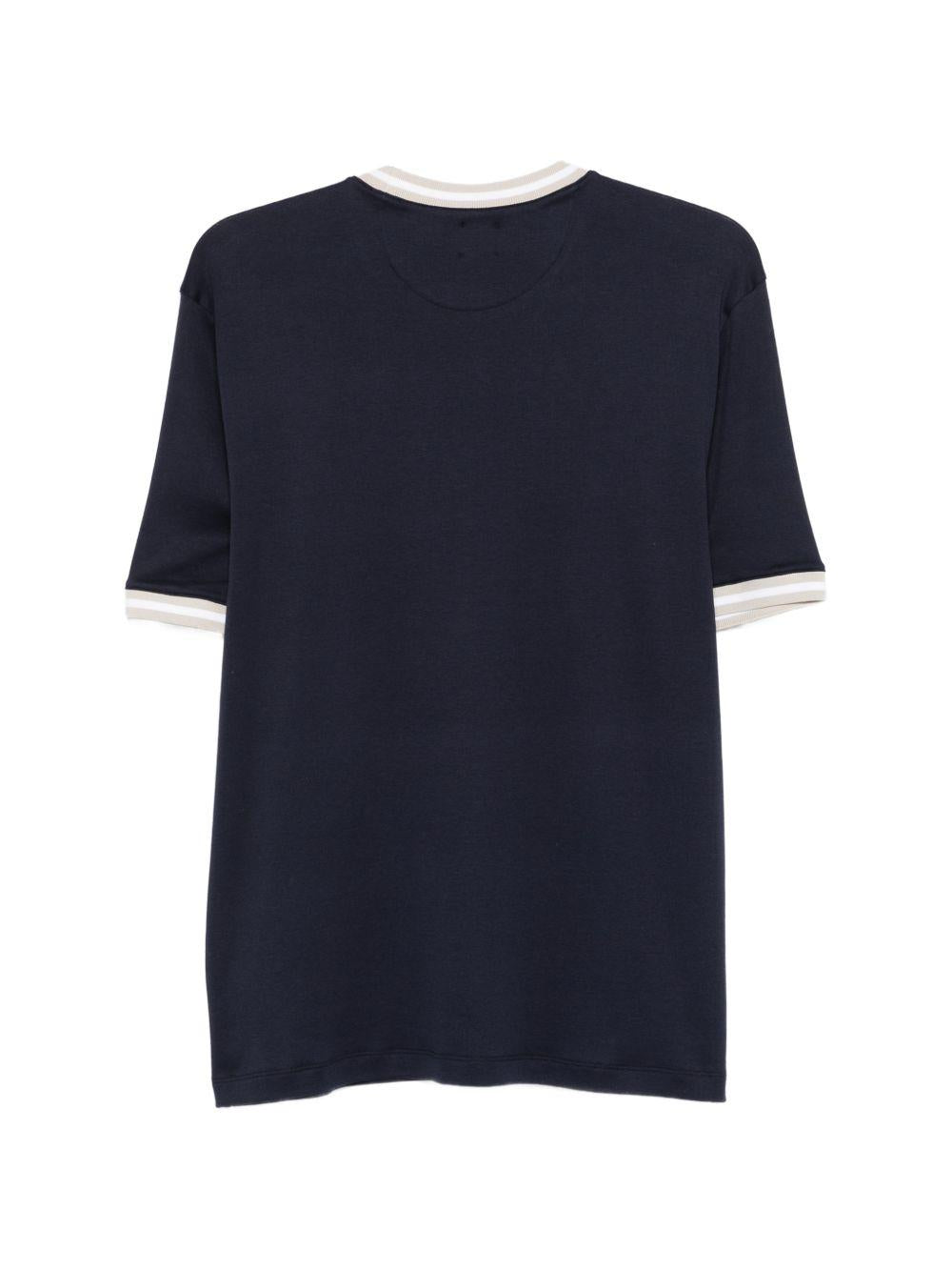 T-shirt girocollo blu e tortora 