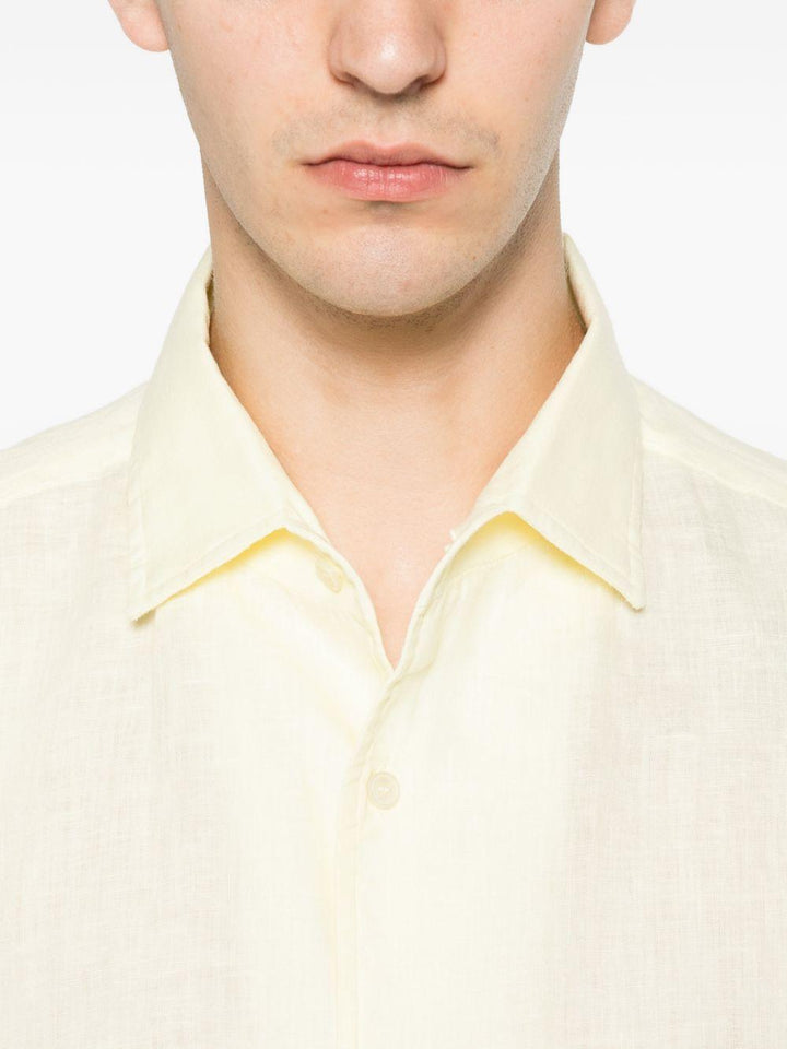 Camicia gialla in lino con bottoni 