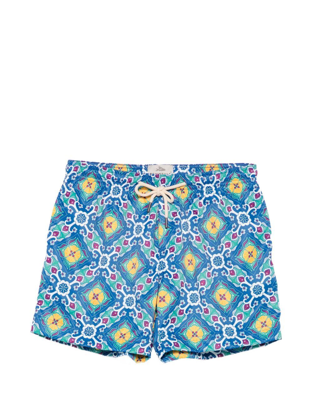 Costume da bagno blu con stampa 