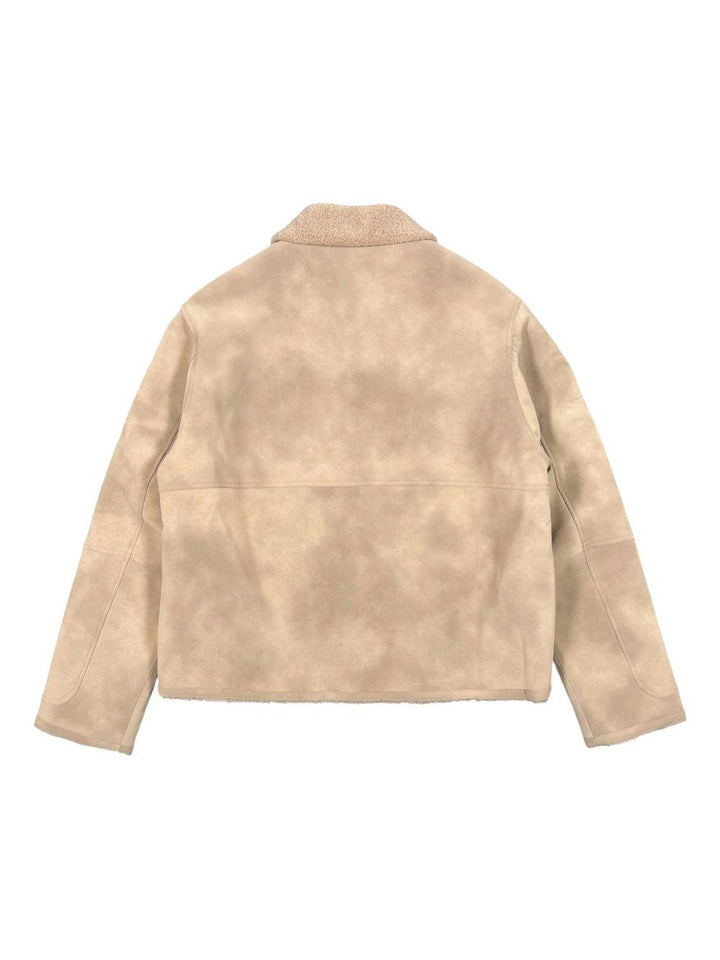 Giacca color sabbia con colletto in shearling 