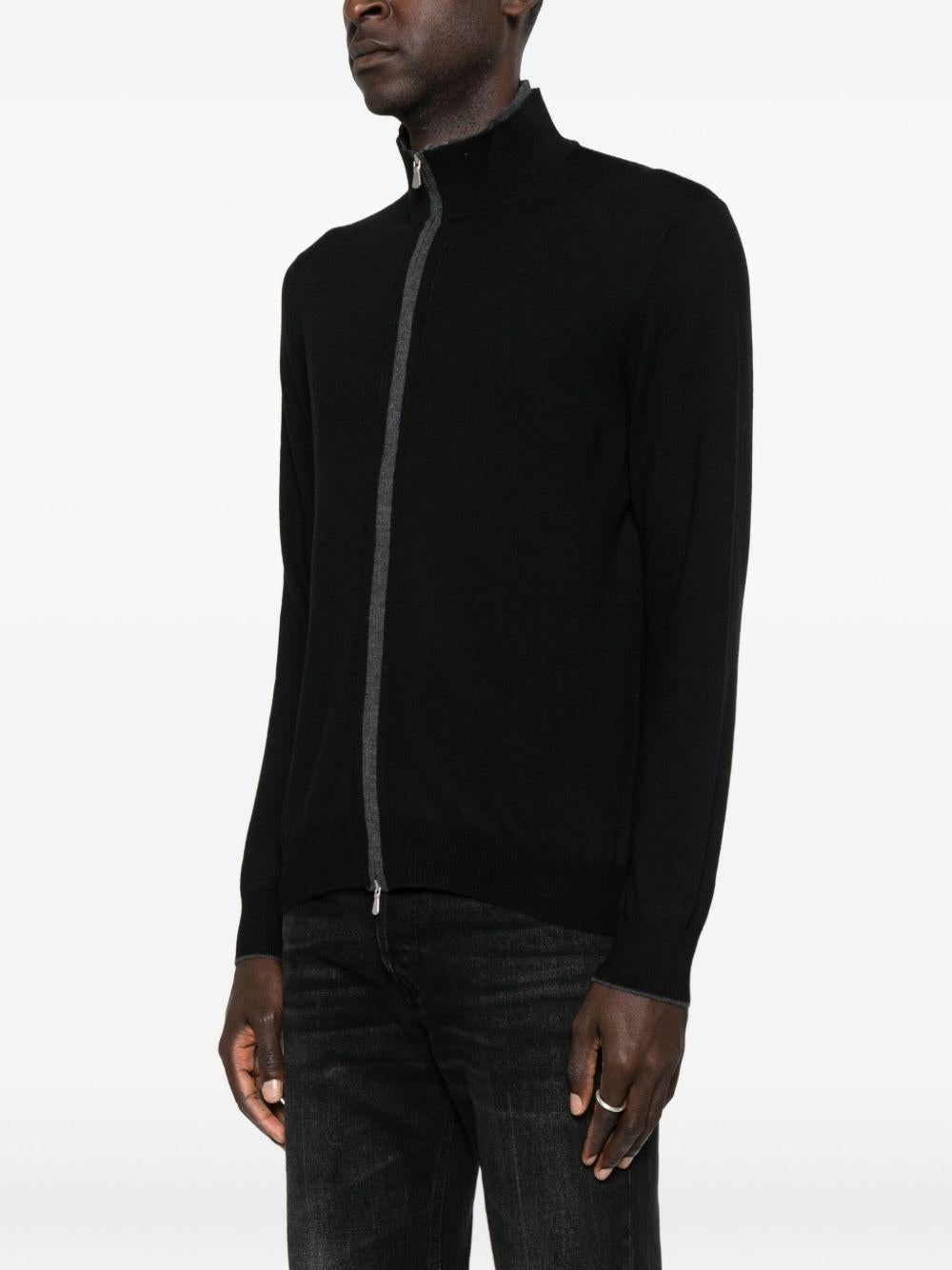 Cardigan a collo alto con zip grigio scuro 