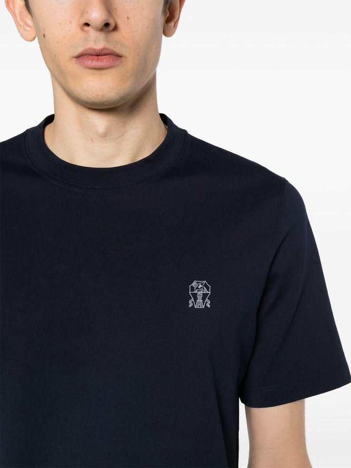 T-shirt girocollo blu con logo 