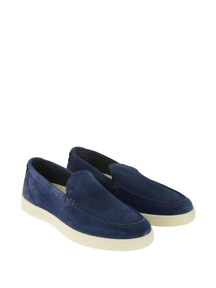Mocassino blu in pelle scamosciata 