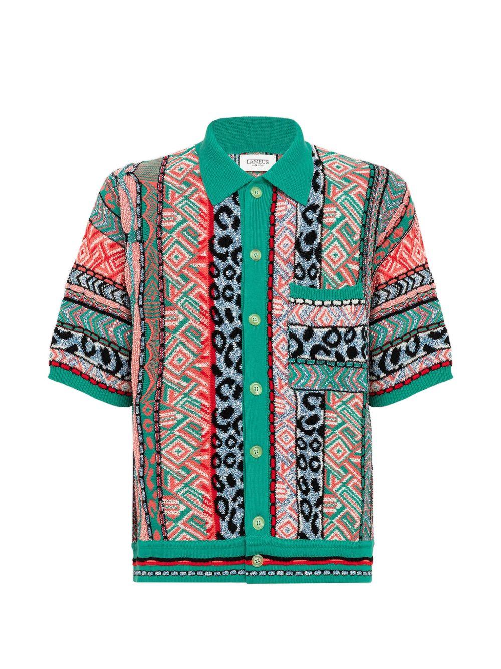 Camicia con taschino fantasia verde 