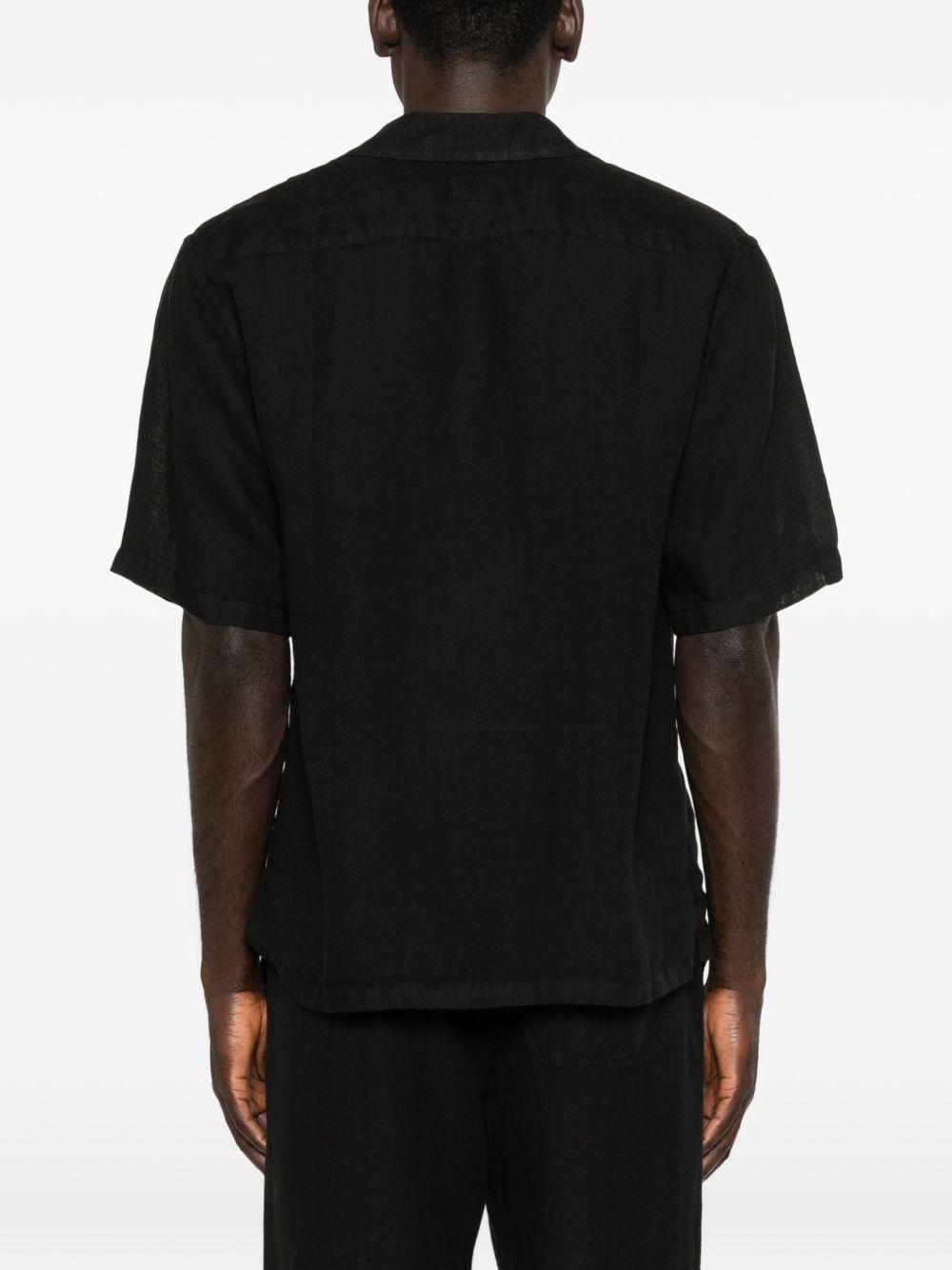 Camicia nera a maniche corte con taschino 