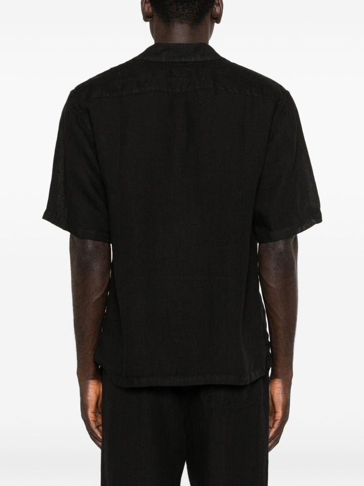 Camicia nera a maniche corte con taschino 