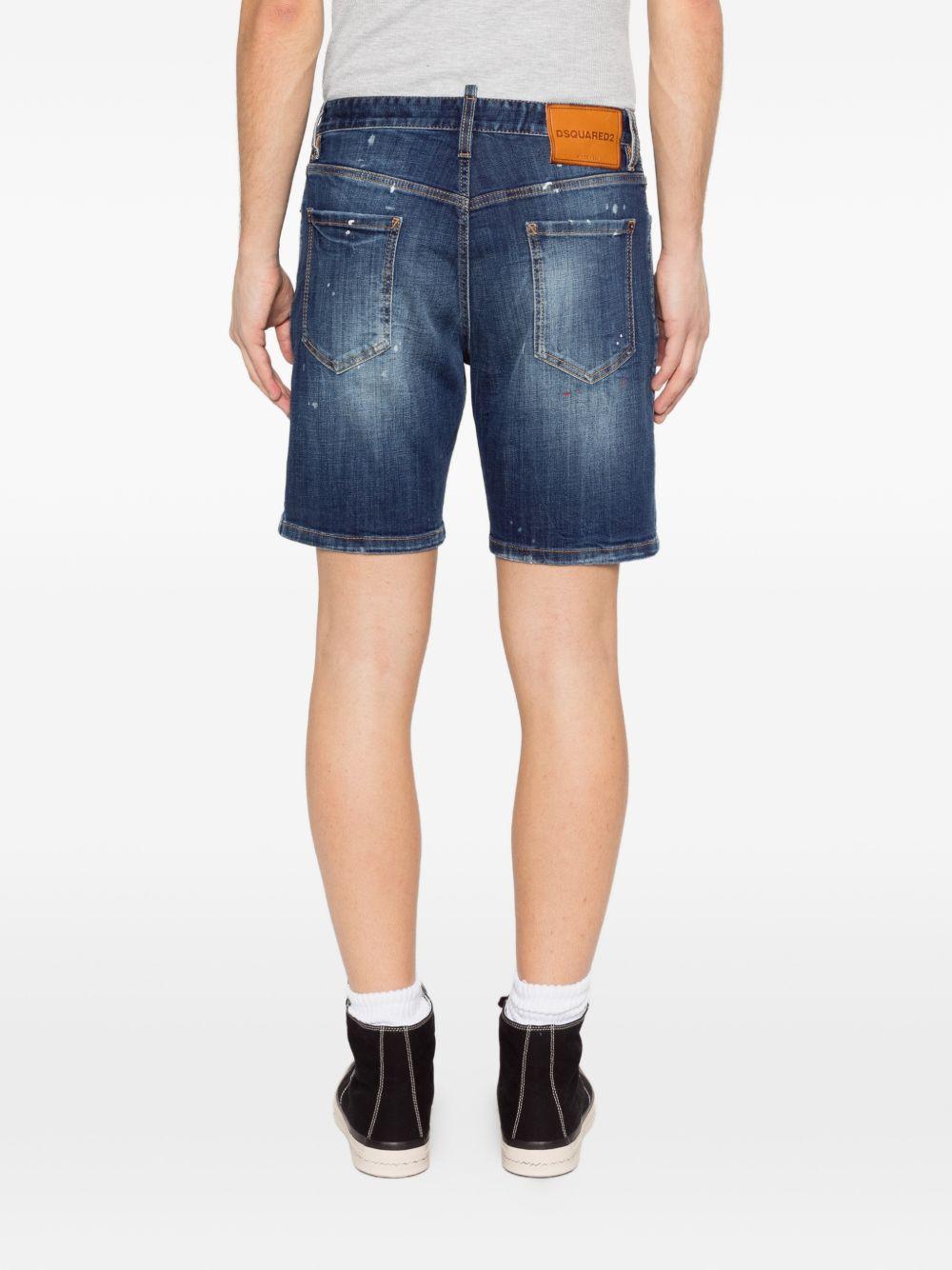 Shorts blu navy effetto distressed 