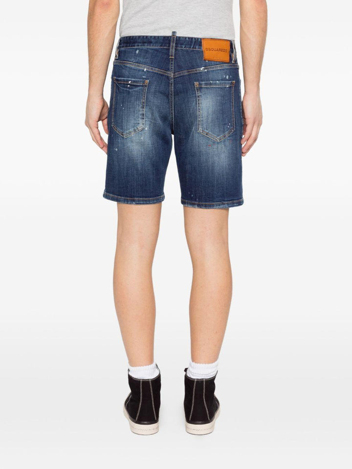 Shorts blu navy effetto distressed 