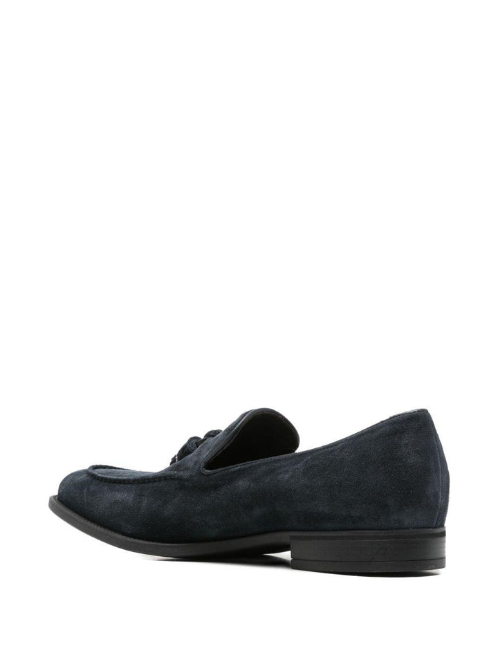 Mocassino blu in pelle scamosciata 
