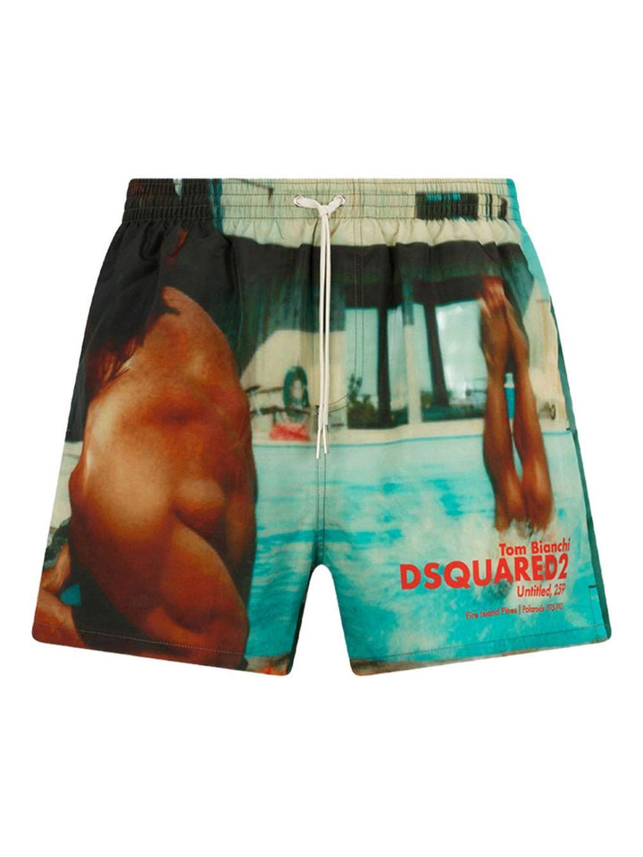 Costume da bagno multicolor con stampa astratta 
