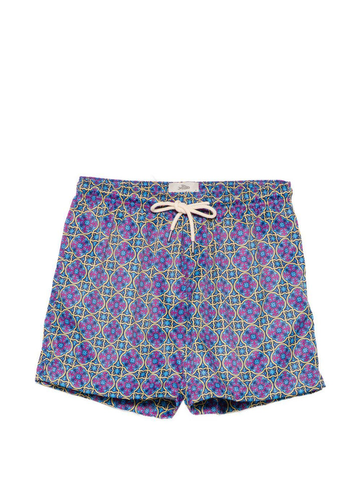 Costume da bagno viola con stampa 