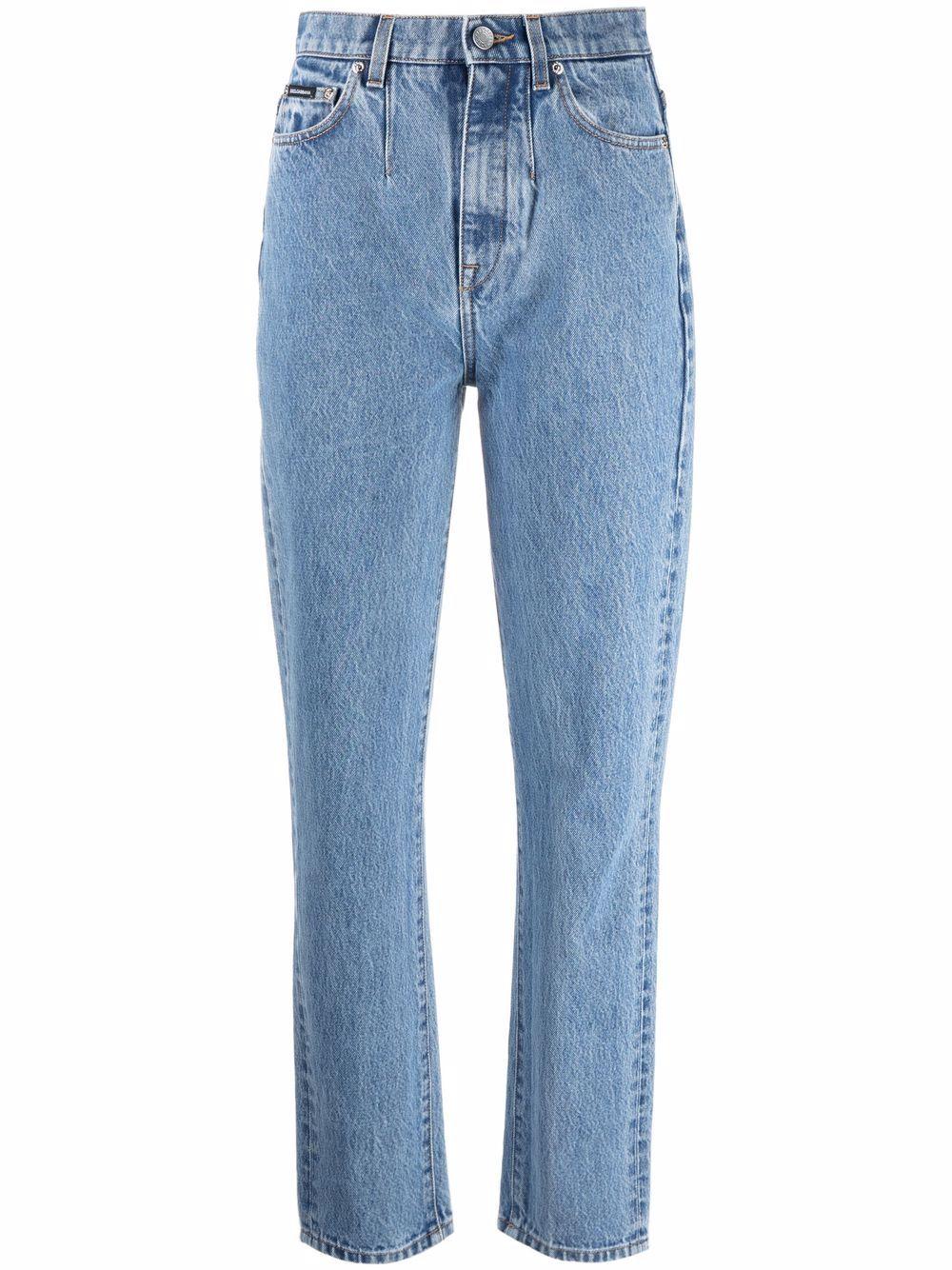 Jeans dritti con applicazione 