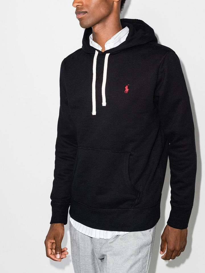 Hoodie nera con logo ricamato 
