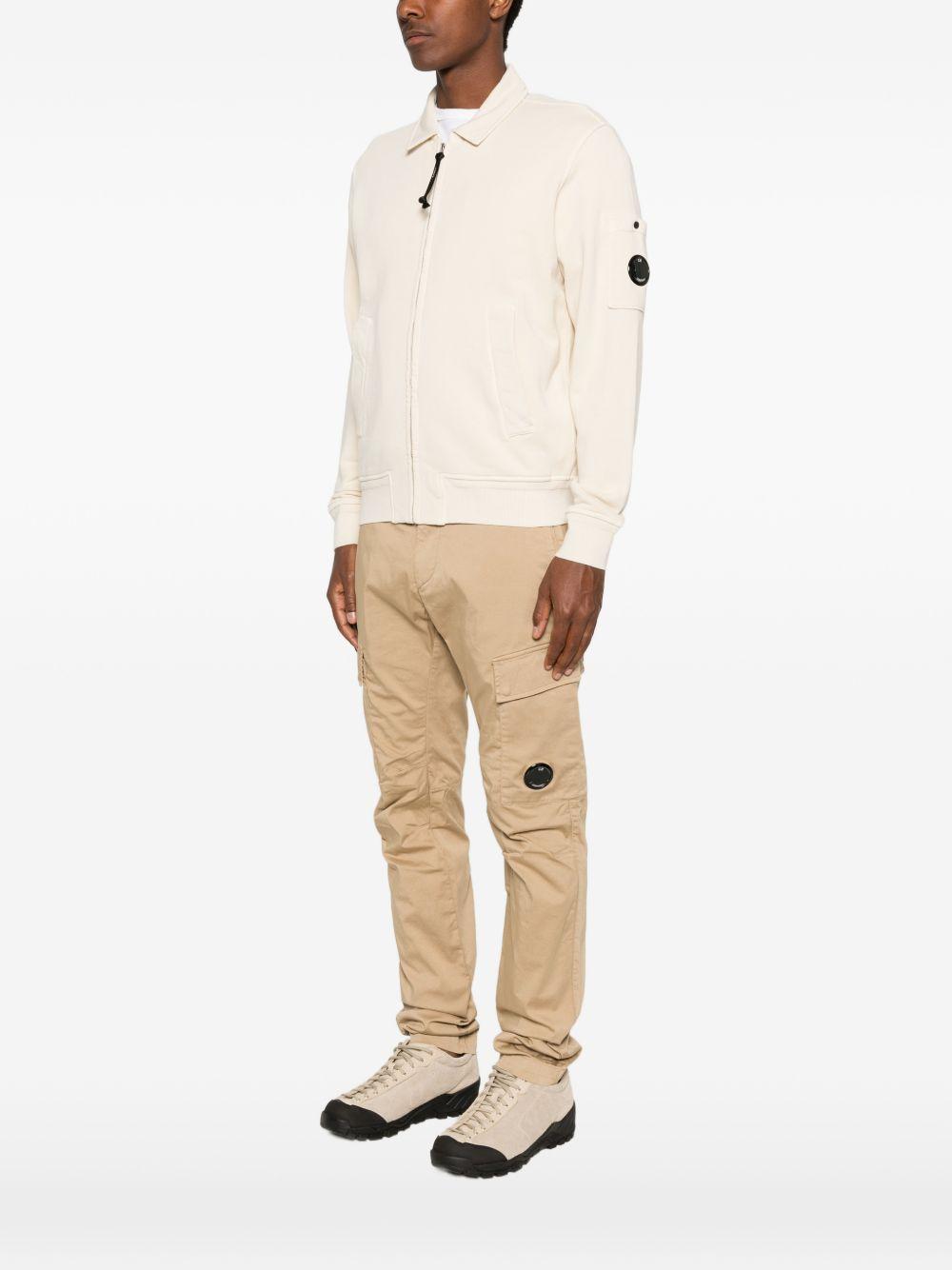 Felpa avorio in cotone con zip 