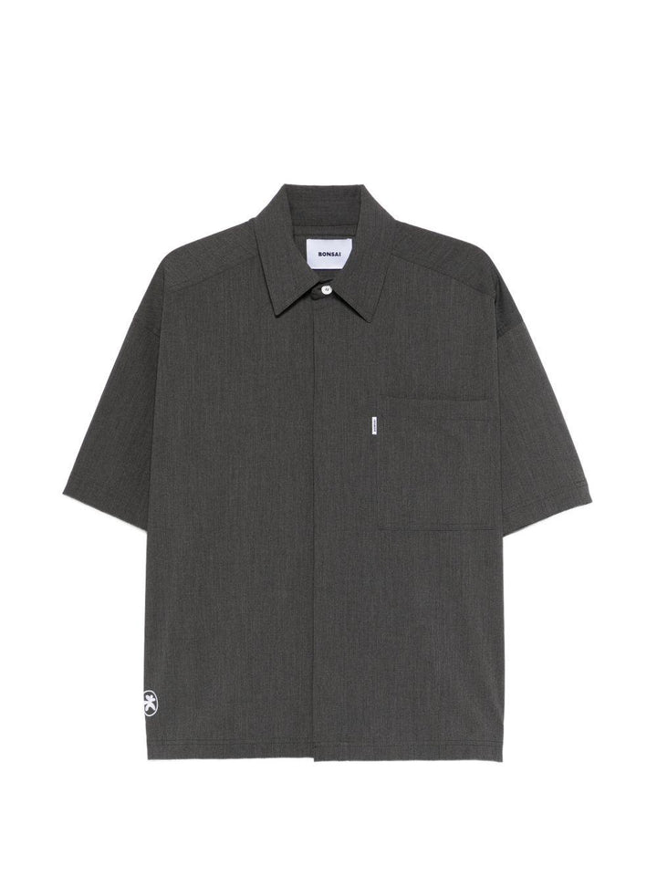 Camicia dark grey con logo ricamato 