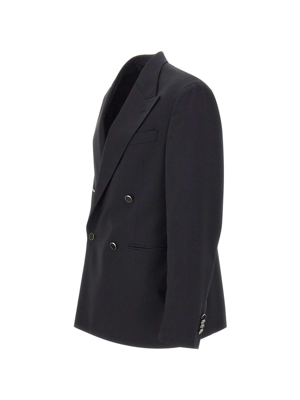 Blazer nero doppiopetto con bottoni smaltati 