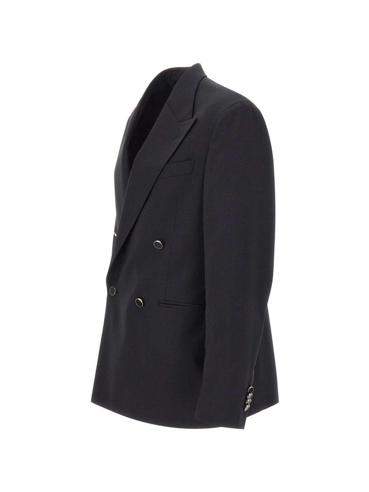 Blazer nero doppiopetto con bottoni smaltati 
