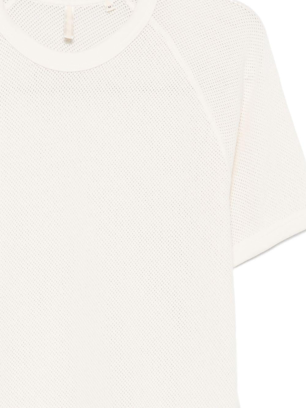 T-shirt bianca textured con maniche raglan 