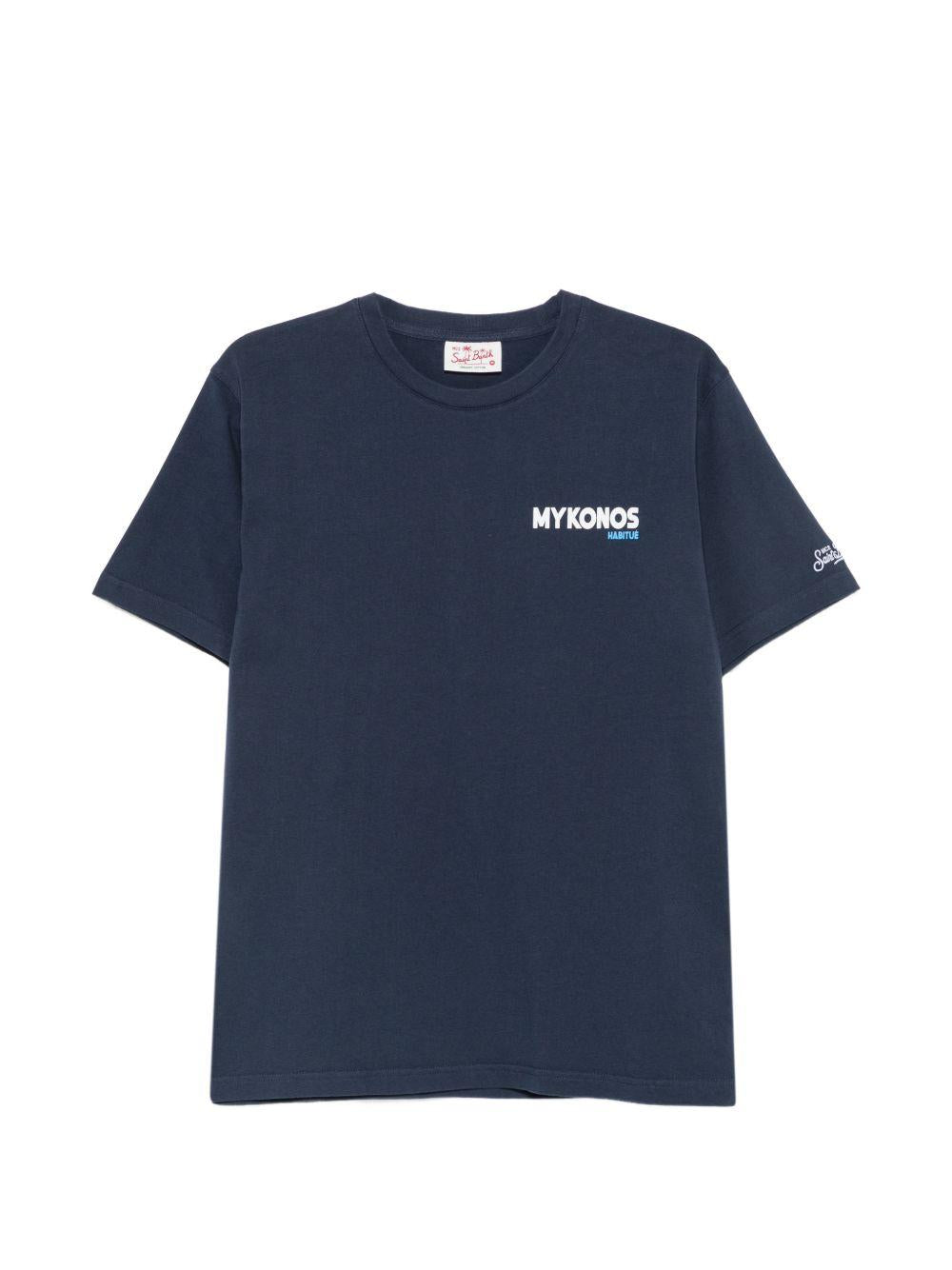T-shirt blu con stampa 
