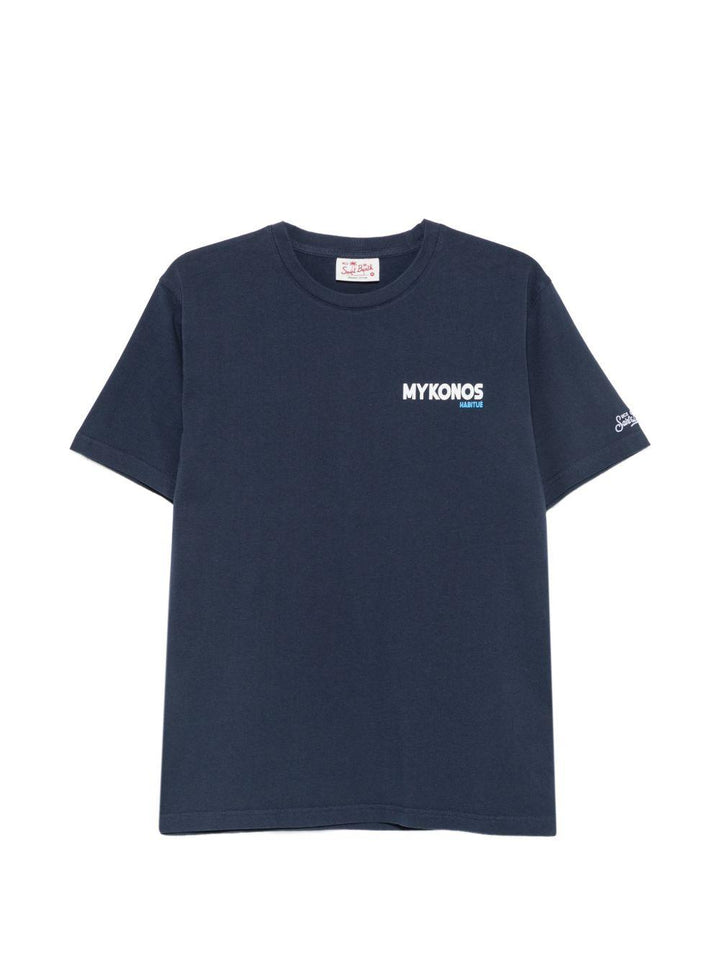 T-shirt blu con stampa 