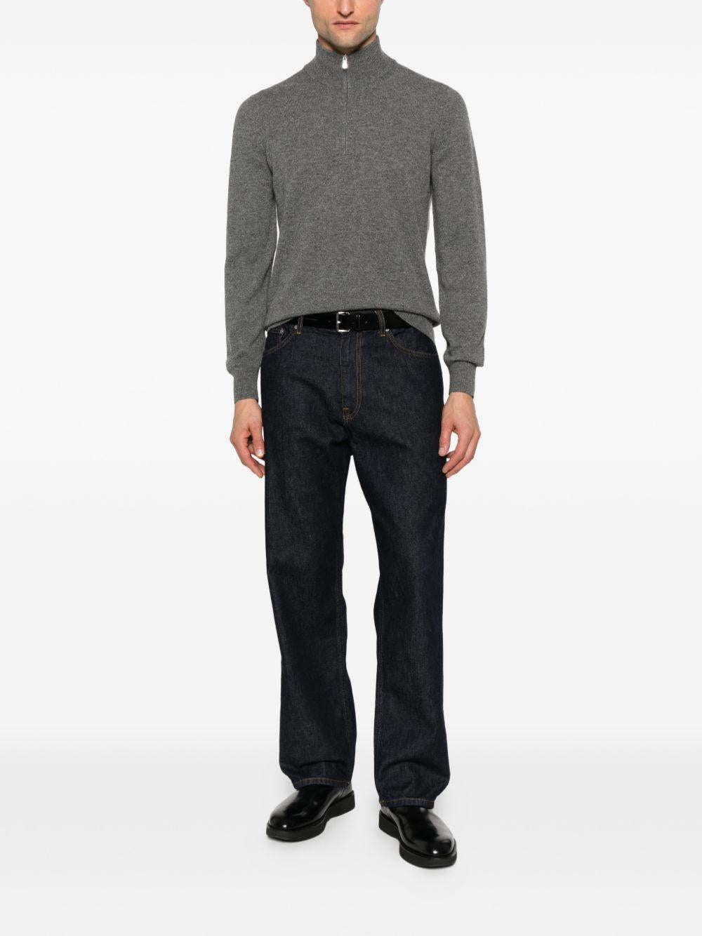 Maglione con zip grigio 