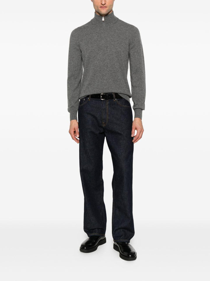 Maglione con zip grigio 