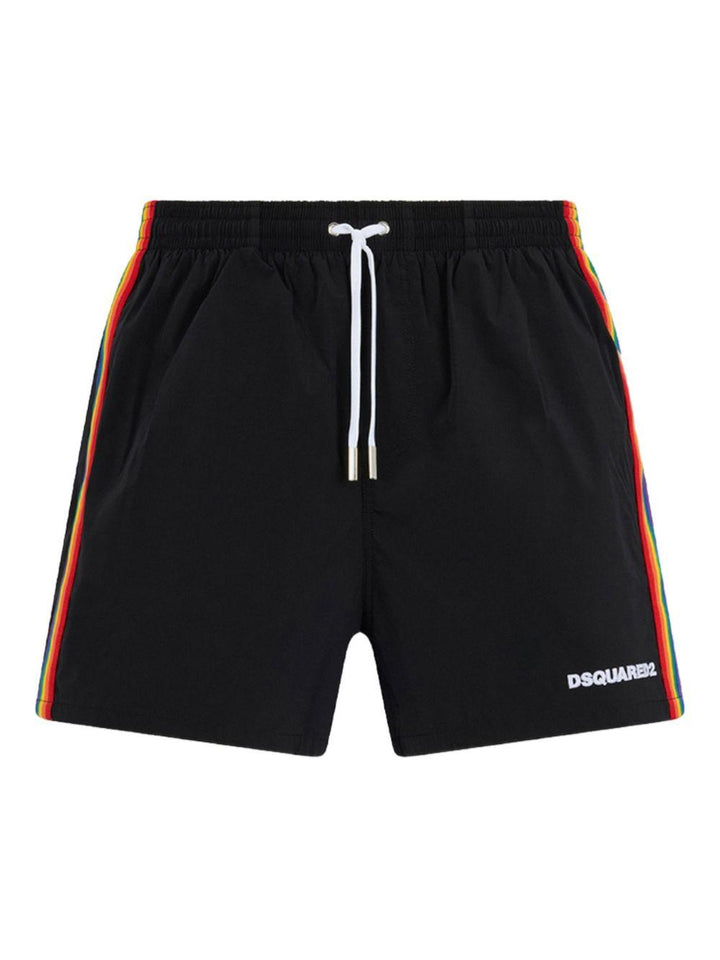 Costume da bagno nero con banda laterale 