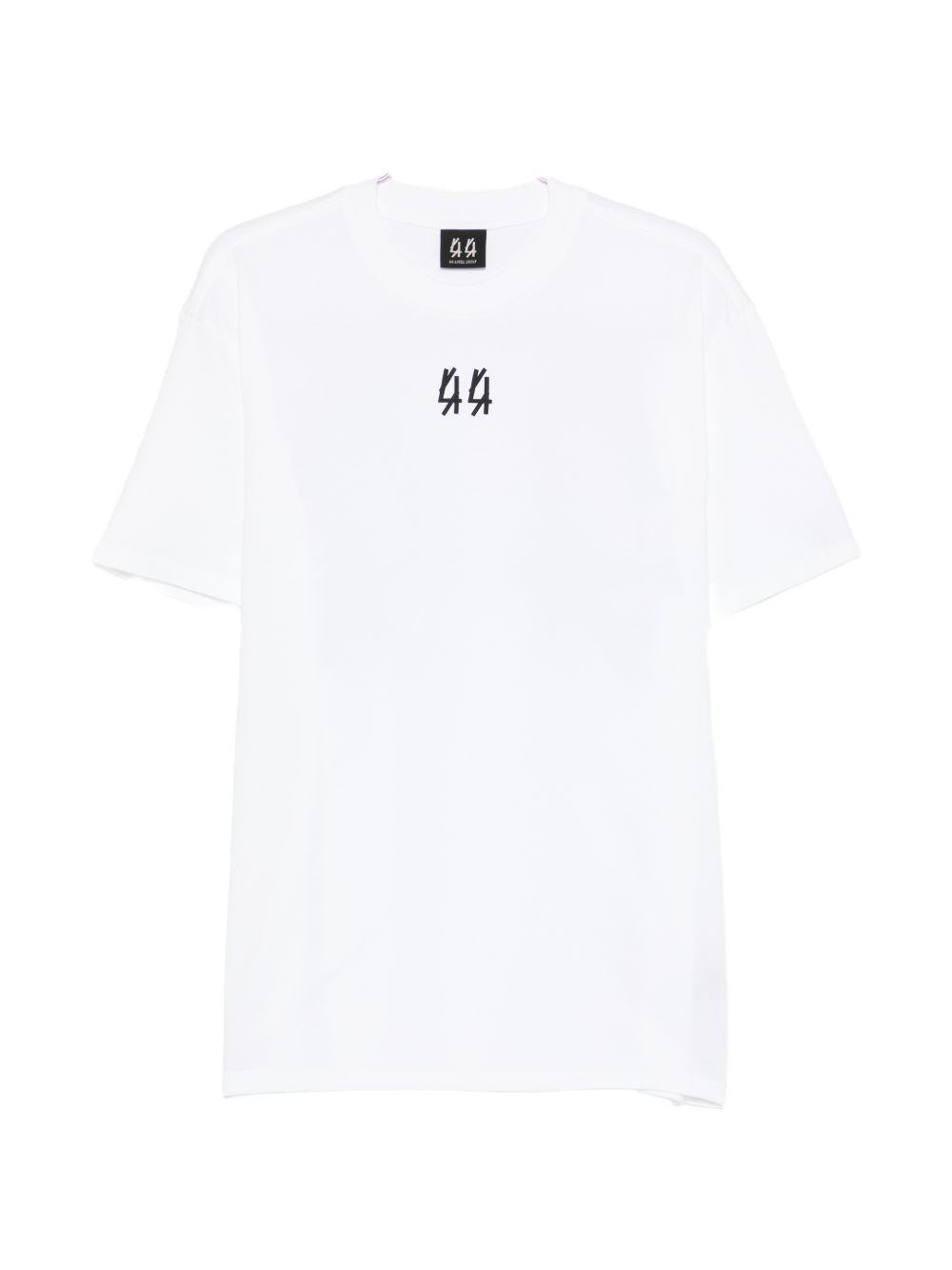 T-shirt bianca in cotone con stampa logo 