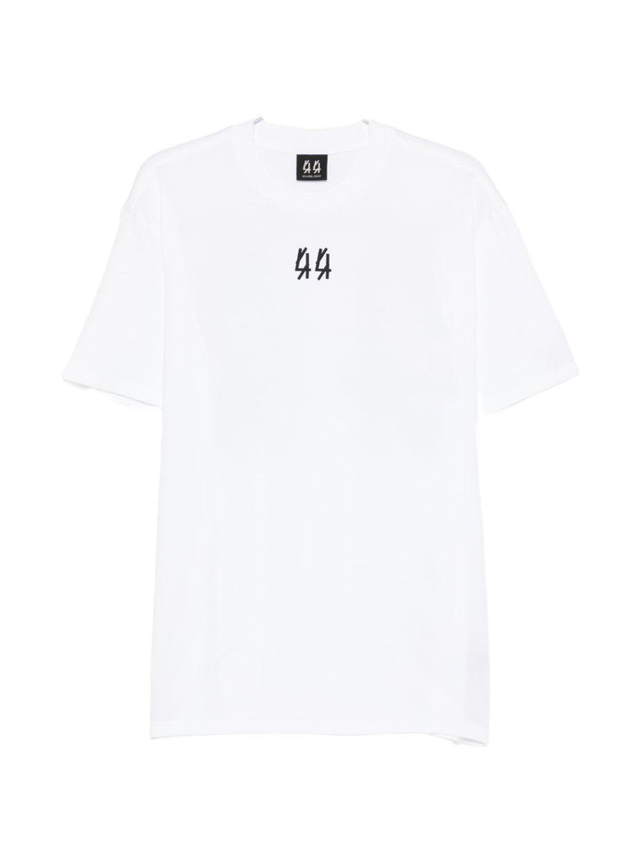 T-shirt bianca in cotone con stampa logo 