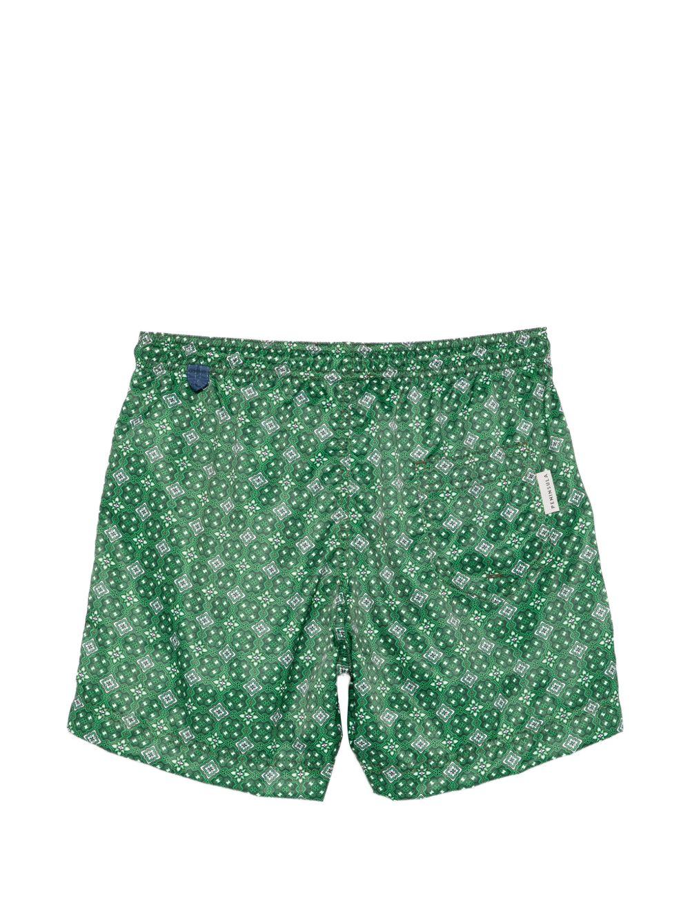 Costume da bagno con stampa geometrica verde 