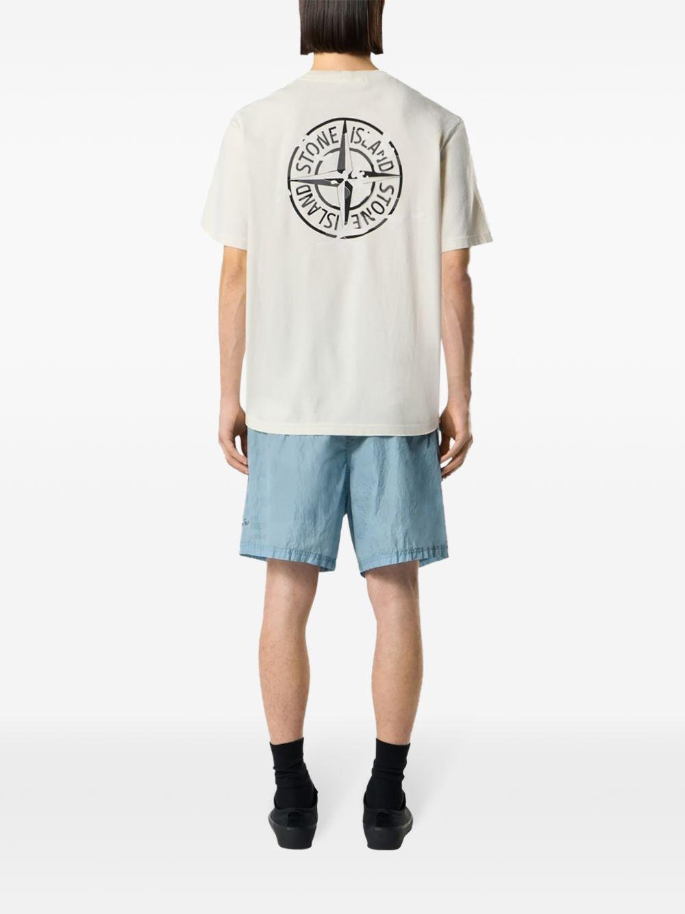 T-shirt girocollo avorio con logo 